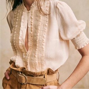 Sezane Norah Silk Blouse sz 46- never worn